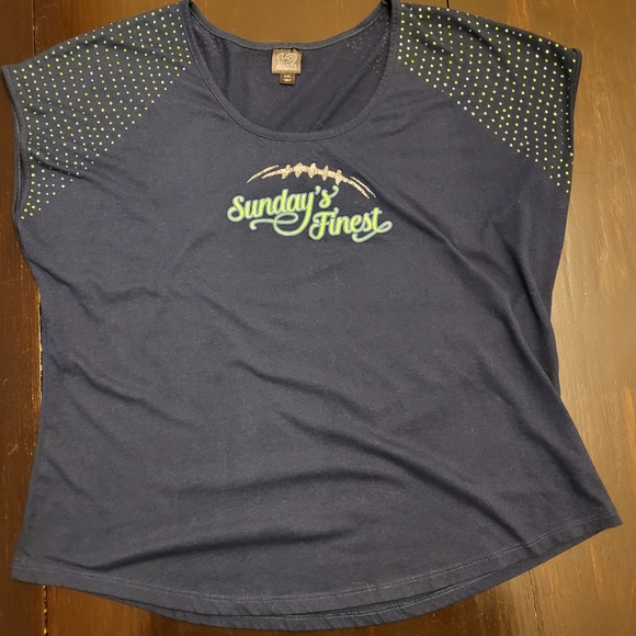 Sunday’s Finest Lady 12 Seahawks Rhinestone Embellished Top XXL 2X - Picture 1 of 4